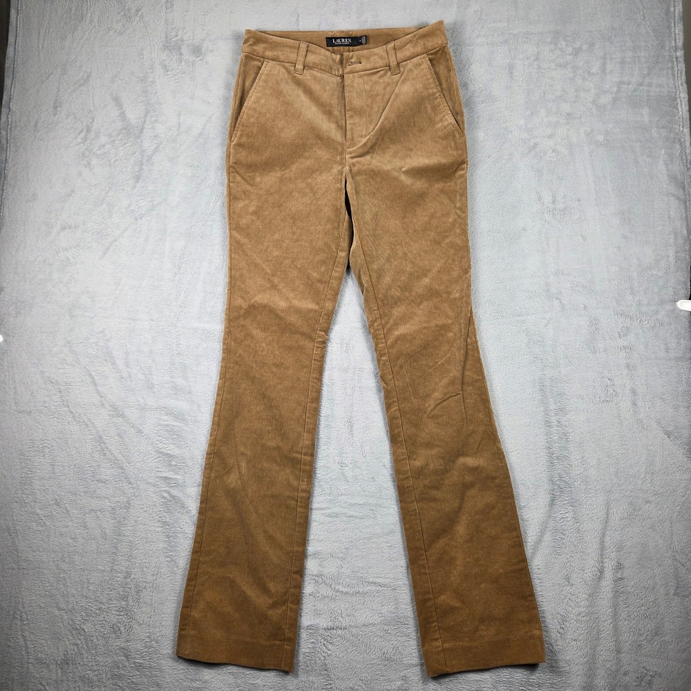 Lauren Ralph Lauren Corduroy Pants Womens 4 Tan Excellent Flare Leg Stretch